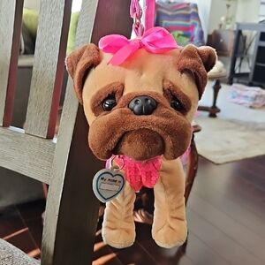 Pink Plush Pug Toy Handbag with Strap